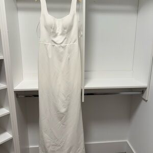White Wedding Dress, open back, square neck